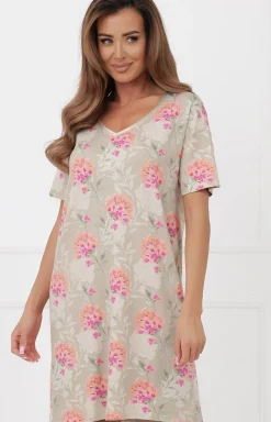 Damskie Italian Fashion Koszule Nocne|Koszule Nocne Damskie - Damska koszula nocna z krótkim rękawem Harmonia