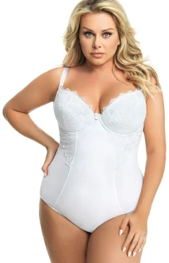 Gorsenia Body|Bielizna Wyszczuplająca - Damskie białe body modelujące z miseczkami G184 Livia