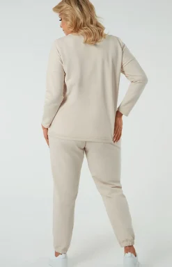 Damskie Italian Fashion Moda|Piżamy Damskie Długie - Damskie spodnie dresowe beżowe Madri
