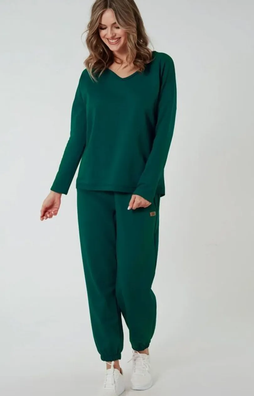 Damskie Italian Fashion Ciepłe Piżamy|Piżamy Damskie Długie - Dakie podnie dreowe cienozieone adri