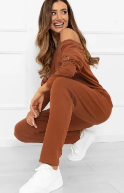 Damskie Italian Fashion Bielizna Homewear|Piżamy Damskie - Daki kopet dreowy terakota Karina