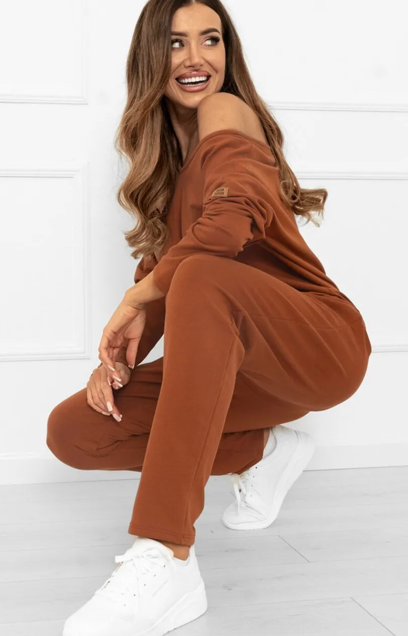 Damskie Italian Fashion Bielizna Homewear|Piżamy Damskie - Daki kopet dreowy terakota Karina