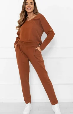Damskie Italian Fashion Bielizna Homewear|Piżamy Damskie - Daki kopet dreowy terakota Karina