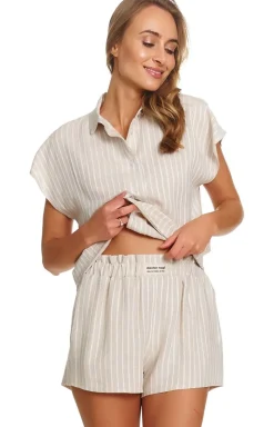Damskie Doctor Nap Piżamy Damskie Krótkie|Bielizna Homewear - koplet loungewear z wikozy z dodatkie lnu P.7437
