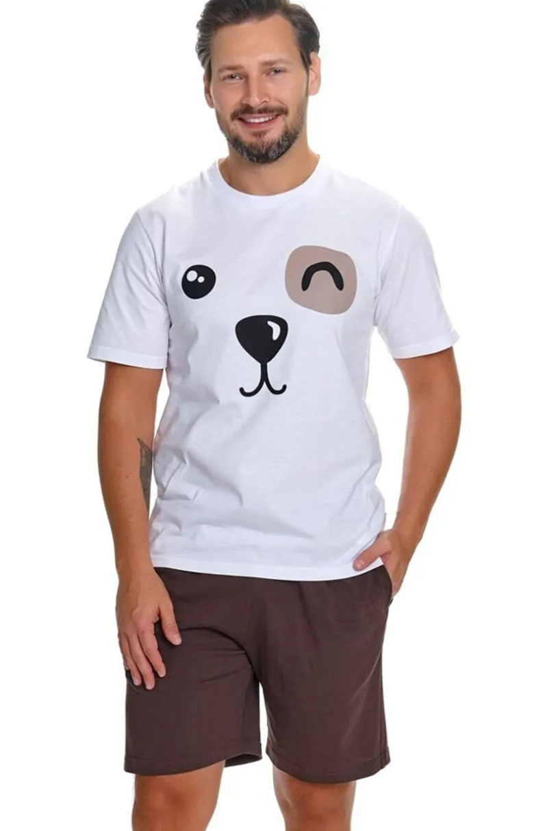 Doctor Nap brązowa piżama męska z bawełny PMB.7410.BROWNIE