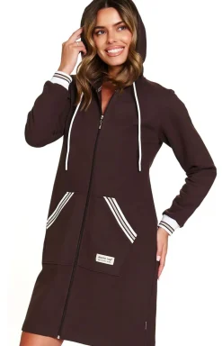 Doctor Nap dresowy szlafrok damski z kapturem SMZ.4508.BROWNIE