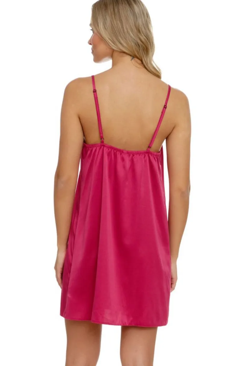 Doctor Nap Elegancka koszula nocna ze zwiewnej satyny w kolorze fuksji TM.5101.FUCHSIA