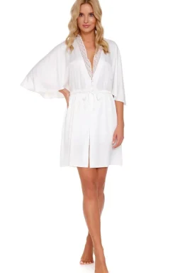 Doctor Nap Elegancki szlafrok ze zwiewnej satyny SWW.5102.MILK