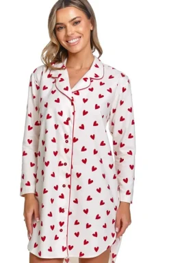 Damskie Doctor Nap Koszule Nocne Damskie|Koszula Nocna Z Długim Rękawem - flanelowa koszula nocna w serca TM.7442.AMOUR