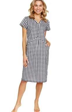 Damskie Doctor Nap Bielizna Ciążowa|Ciążowa Bielizna Nocna - kozula rozpinana piżama damka TCB.5271.BLACK_CHECK