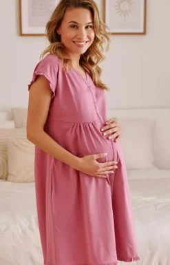 Damskie Doctor Nap Koszula Nocna Rozpinana|Koszula Nocna Do Karmienia - kozuka nocna z bawełny organicznej różowa TCB.9600