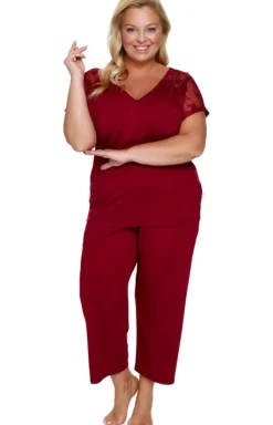 Damskie Doctor Nap Ciepłe Piżamy - piżama damska z koronką PB.7259.Y_RED