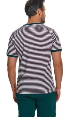 Doctor Nap piżama męska w paski PMB.7404.CHOCO_GREEN