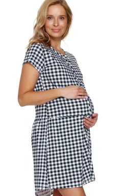 Doctor Nap rozpinana koszula nocna TCB.9444.BLACK_CHECK