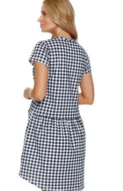 Doctor Nap rozpinana koszula nocna TCB.9444.BLACK_CHECK