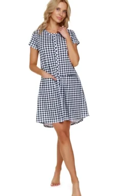 Doctor Nap rozpinana koszula nocna TCB.9444.BLACK_CHECK