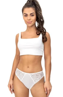 Damskie Donna Figi, Stringi, Panty|Figi Bawełniane - Dona bawełniane figi dakie białe z koronką 218