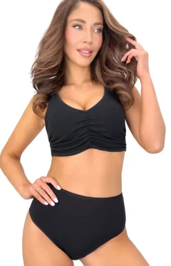 Damskie Donna Figi, Stringi, Panty|Figi Z Wysokim Stanem - bawełniane czarne ajtki z wyoki tane z koronką 273