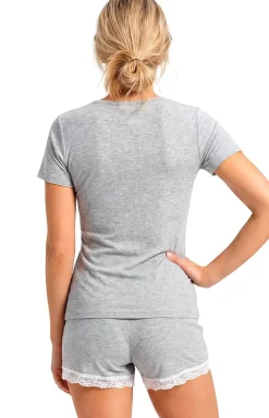 Damskie Donna Piżamy Damskie Krótkie|Bielizna Homewear - krótka piżaa daka z koronką egi