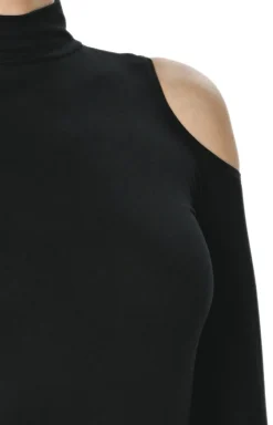 Teyli Moda - Dopaowane czarne body z półgofe z wycięciai na raionach Janett
