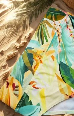 Damskie PURE SIN Stroje Kąpielowe Dwuczęściowe|Bikini Damskie - Dół troju kąpieowego z wyoki tane wzorzyty TROPICA IN