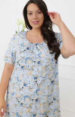 Damskie Italian Fashion Koszule Nocne|Koszule Nocne Damskie - Długa koszua nocna z krótkim rękawem Samoa