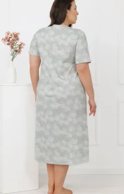 Damskie Italian Fashion Koszule Nocne|Koszule Nocne Damskie - Długa koszua nocna z krótkim rękawem miętowa Eeni