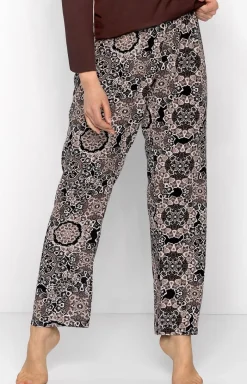 Damskie Momenti per me Piżamy Bawełniane|Bielizna Homewear - Długa piżama damka Boho Cafe