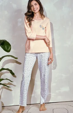 Dwuczęściowa piżama damska brzoskwiniowa Ariella 3240