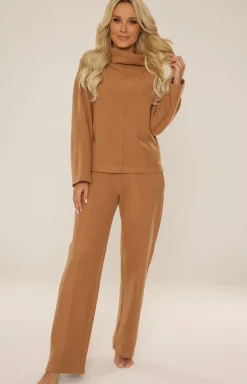 Damskie De Lafense Bielizna Homewear|Ciepłe Piżamy - Dwuczęściowa piżaa daka ape 808