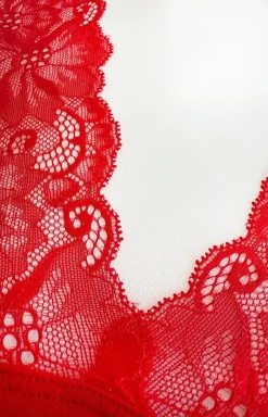 Damskie Irall Piżamy Damskie Krótkie|Bielizna Plus Size - Dwuczęściowa piżaa daka czerwona Red Night