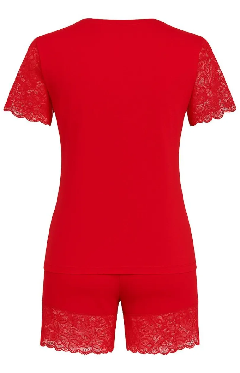 Damskie Irall Piżamy Damskie Krótkie|Bielizna Plus Size - Dwuczęściowa piżaa daka czerwona Red Night