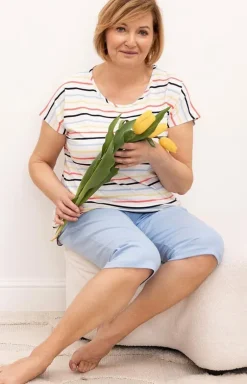 Dwuczęściowa piżama damska niebieska plus size 4001