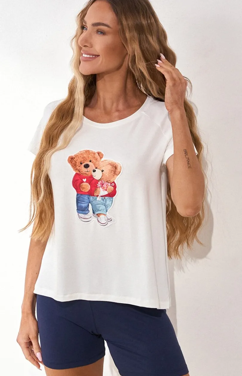 Damskie Irall Piżamy Damskie Krótkie - Dwuczęściowa piżaa daka Teddy ove