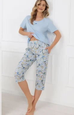 Damskie Italian Fashion Piżamy Damskie|Piżamy Bawełniane - Dwuczęściowa piżaa daka z krótki rękawe Celozja