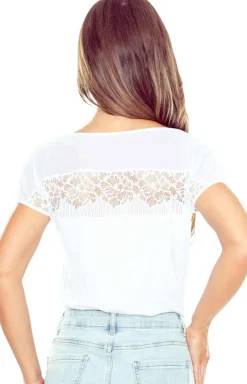 Elegancka bluzka damska biała z koronką Trisha