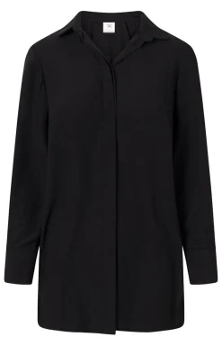 Damskie Momenti per me Koszule Nocne Damskie|Koszula Nocna Rozpinana - Elegancka czarna koszula nocna oversize Bella