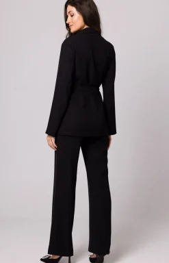 Elegancka marynarka damska czarna wiązana w pasie K161