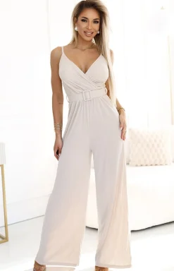 NUMOCO BASIC Moda - Elegancki kombinezon z szerokimi nogawkami 593-1