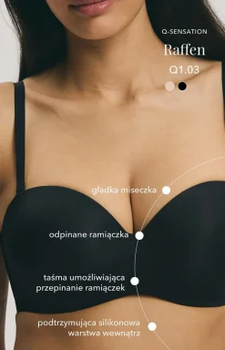 Esotiq Biustonosze Balconette|Bielizna Ślubna - Esotig biustonosz push-up bardotka Q1.03 Raffen 43300-08X