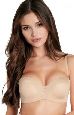 Esotiq Bielizna Plus Size|Biustonosze Usztywniane - gładki biustonosz bardotka beżowy Ondrea 34377-80X