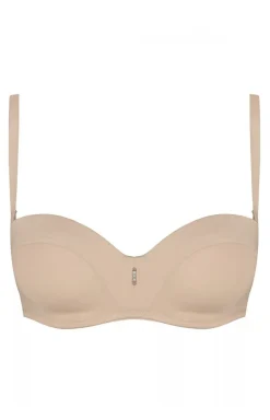 Esotiq Bielizna Plus Size|Biustonosze Usztywniane - gładki biustonosz bardotka beżowy Ondrea 34377-80X