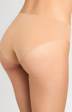 Figi damskie bezszwowe z bawełny organicznej beżowe Cotton Touch