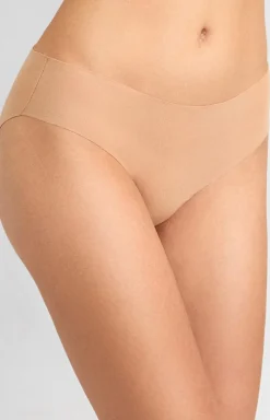 Figi damskie bezszwowe z bawełny organicznej beżowe Cotton Touch