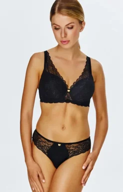 Lupoline Biustonosze Braletka|Biustonosze Push-Up - Figi damskie koronkowe czarne 156