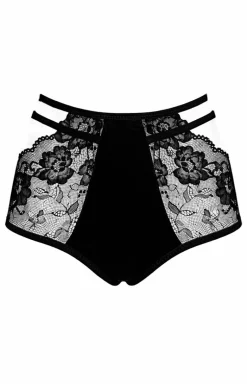 Figi damskie wysokie z koronką i paseczkami ELEGANT SHAPE
