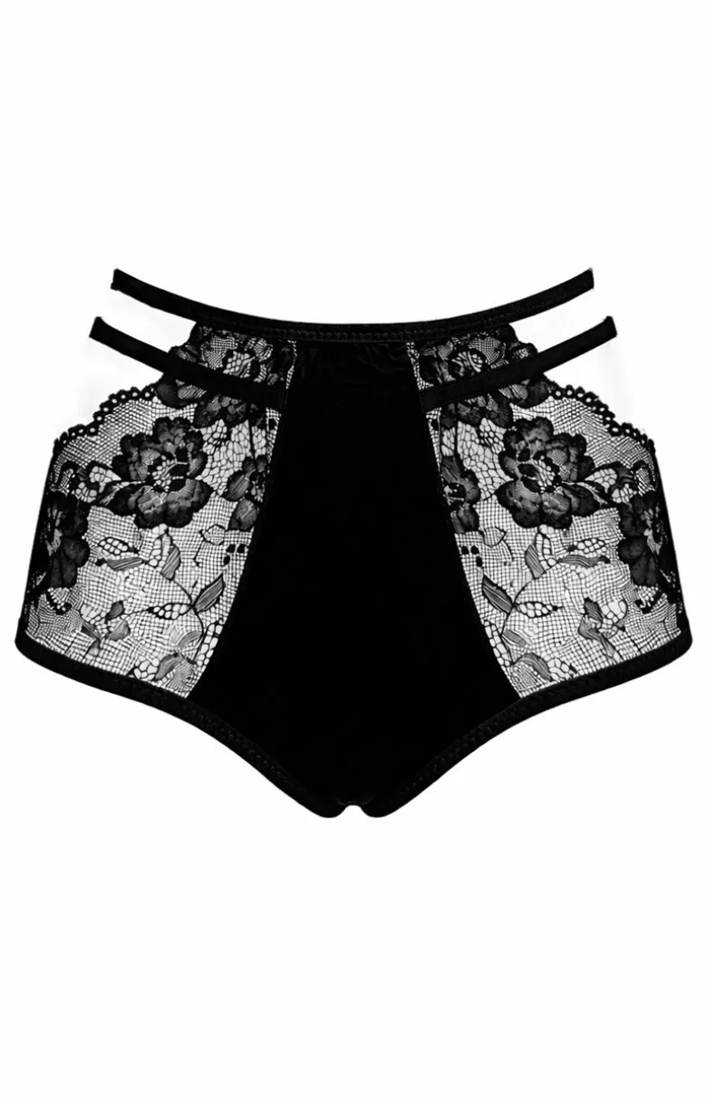 Figi damskie wysokie z koronką i paseczkami ELEGANT SHAPE