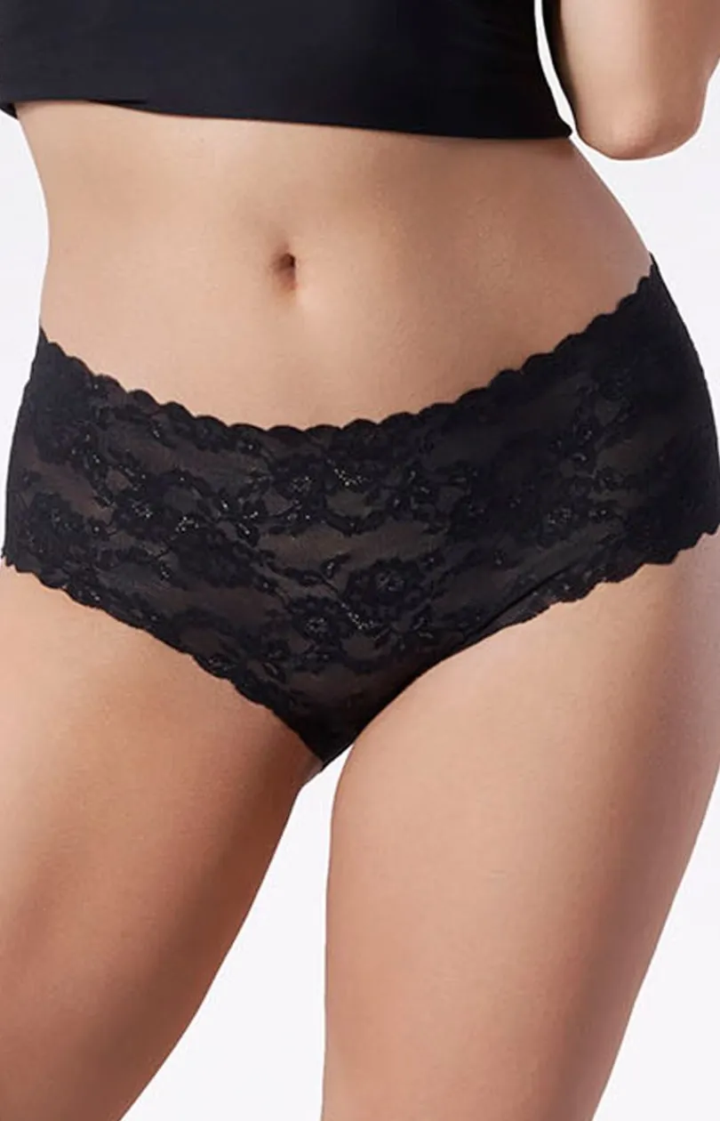 Damskie Julimex Figi Bezszwowe|Figi Koronkowe - Figi damskie z wysokim stanem czarne Bellie Maxi