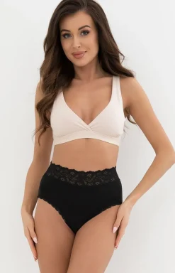 Damskie Italian Fashion Majtki Z Wysokim Stanem|Bielizna Plus Size - Figi daskie z wysoki stane czarne Jaajka