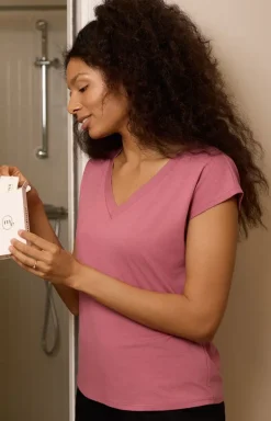 Gładka koszulka damska piżamowa różowa Mix&Match Mila PG71 PG71